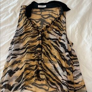 Equipment Zebra Print Sleeveless Blouse